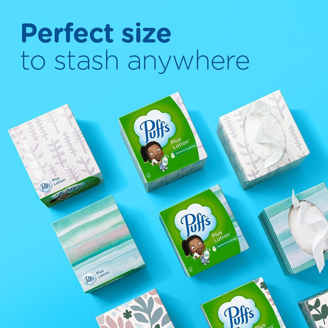 Puffs Plus Lotion Facial Tissues, 24 Family Boxes, 124 Tissues Per Box