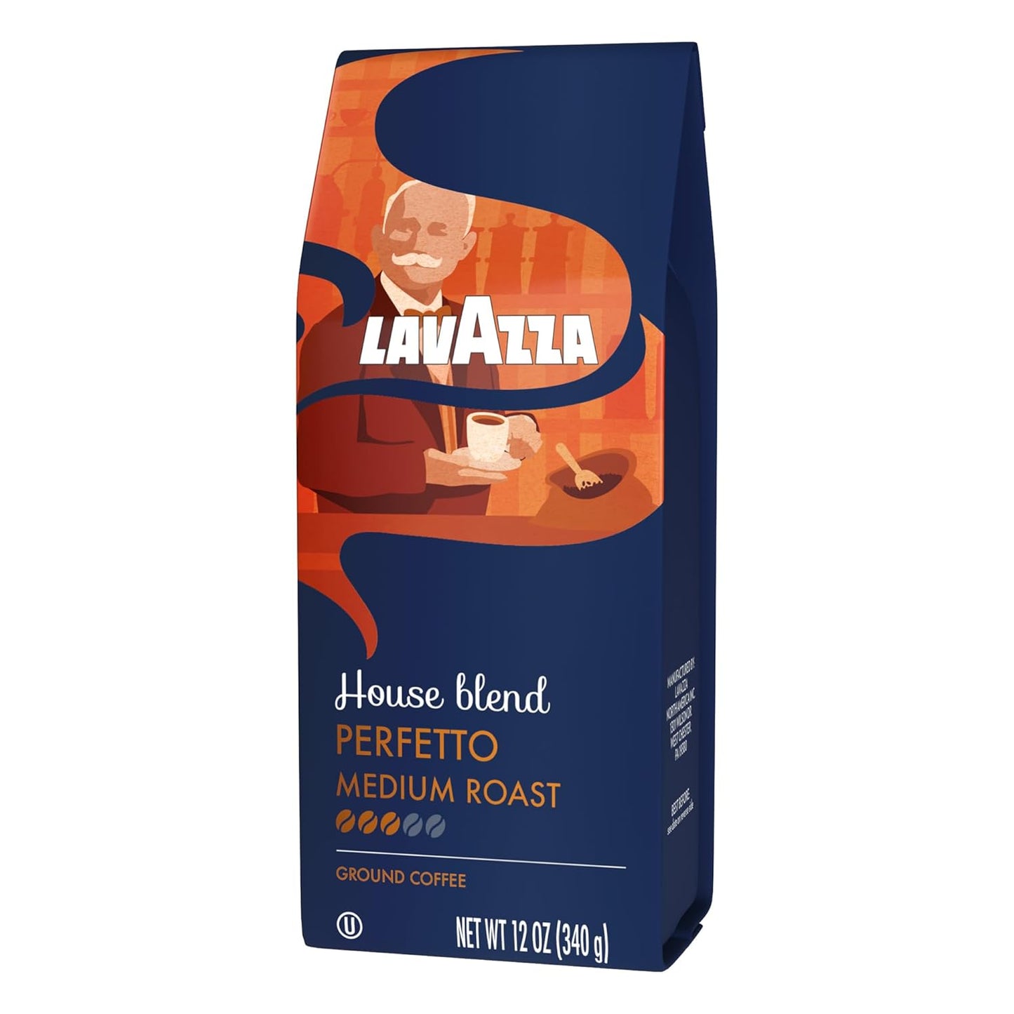 Lavazza House Blend Perfetto Ground Coffee 12oz Bag, Medium Roast, Full-bodied, Intensity 3/5, 100% Arabica, Ideal for Drip Brewers, (Pack of 1) - Package May Vary