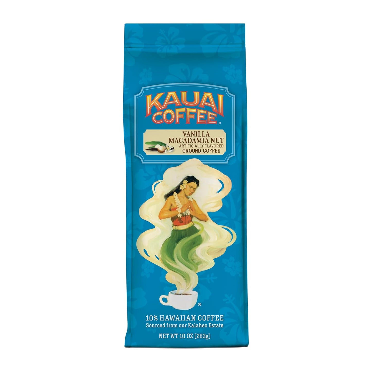 Kauai Hawaiian Ground Coffee, Vanilla Macadamia Nut Flavor - Gourmet Arabica Coffee From Hawaii's Largest Grower, Smooth, Delicious Flavor and Amazing Aroma - 10 Ounce