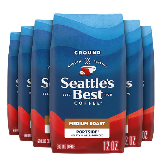 Seattle's Best Coffee Portside Blend Medium Roast Ground Coffee | 12 Ounce Bags (Pack of 6)