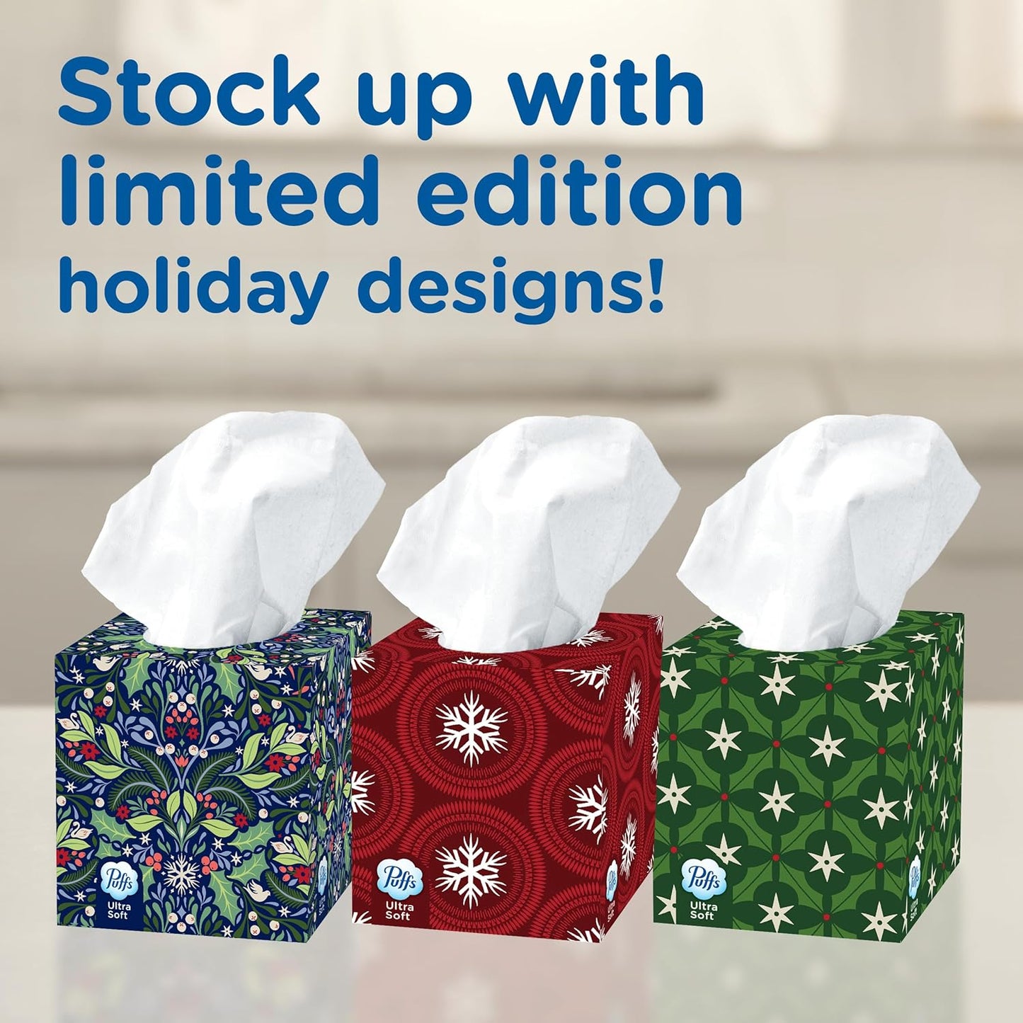 Puffs Ultra Soft Facial Tissues, 4 Mega Cube Box, 72 Facial Tissues Per Box